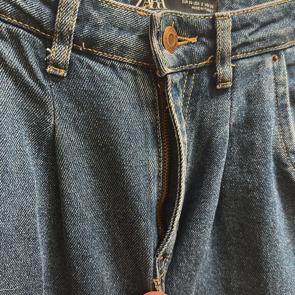 Zara Jeans 2 Blue Relaxed Fit Tapered Leg Slouchy Boho Bloggers Fave High-Rise - Picture 7 of 12